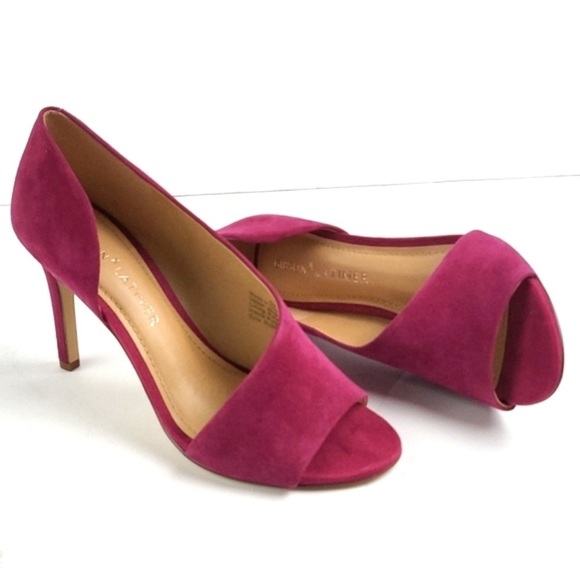 Gibson Latimer Viollette Raspberry Suede Leather Slip-on Open Toe Cutout Pump - Picture 2 of 9